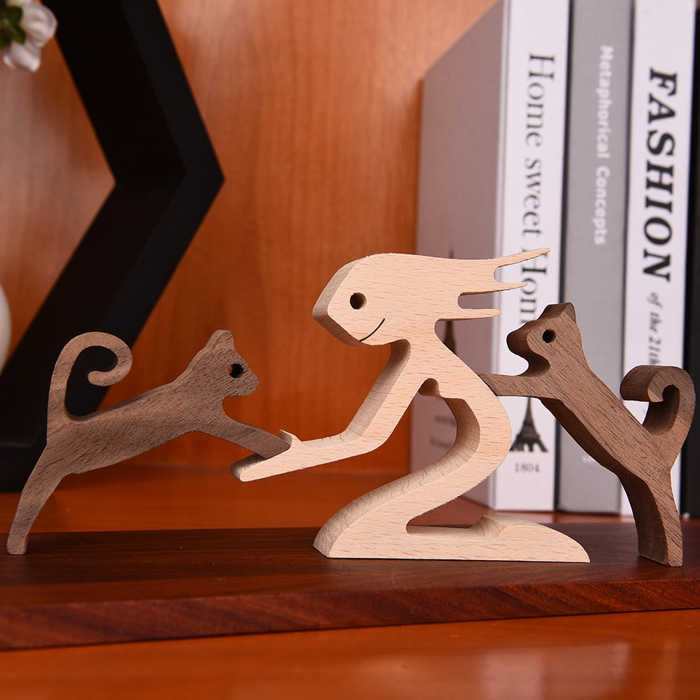 Family Puppy Wooden Figurine
