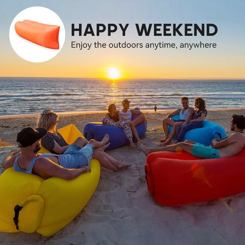 Foldable Air Sofa Waterproof Inflatable Lounge Couch Sleeping Bed Outdoor Camping Travelling Beach Air Chair Lazy Sleeping Bag