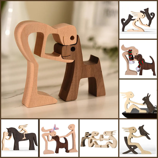 Family Puppy Wooden Figurine