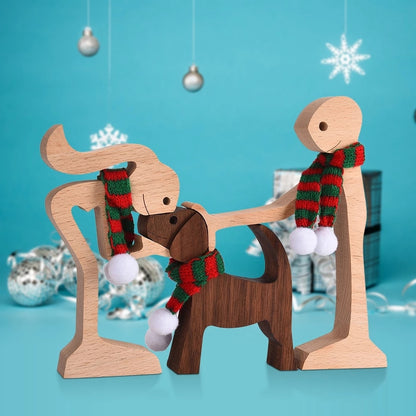 Family Puppy Wooden Figurine