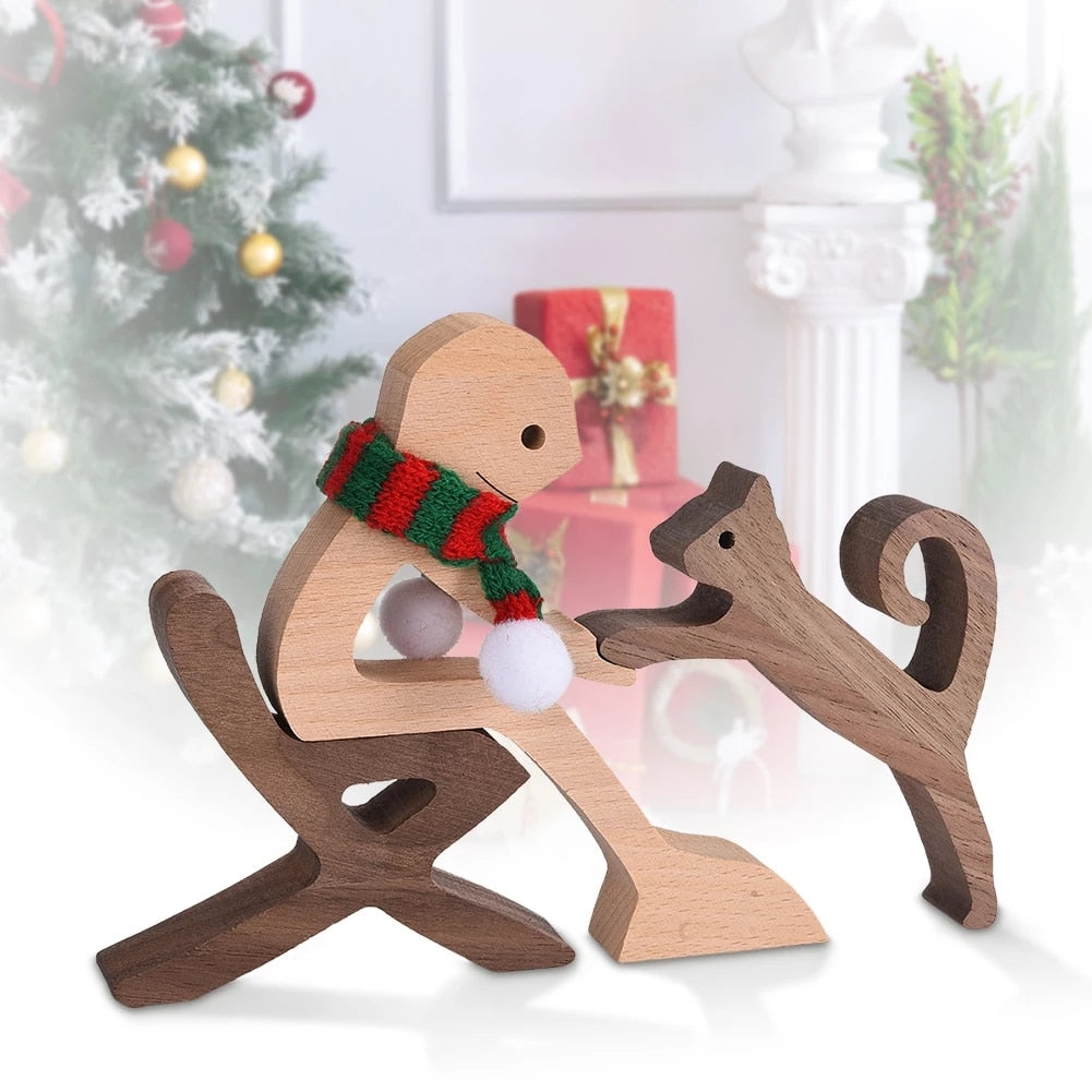 Family Puppy Wooden Figurine
