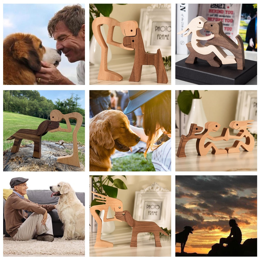 Family Puppy Wooden Figurine